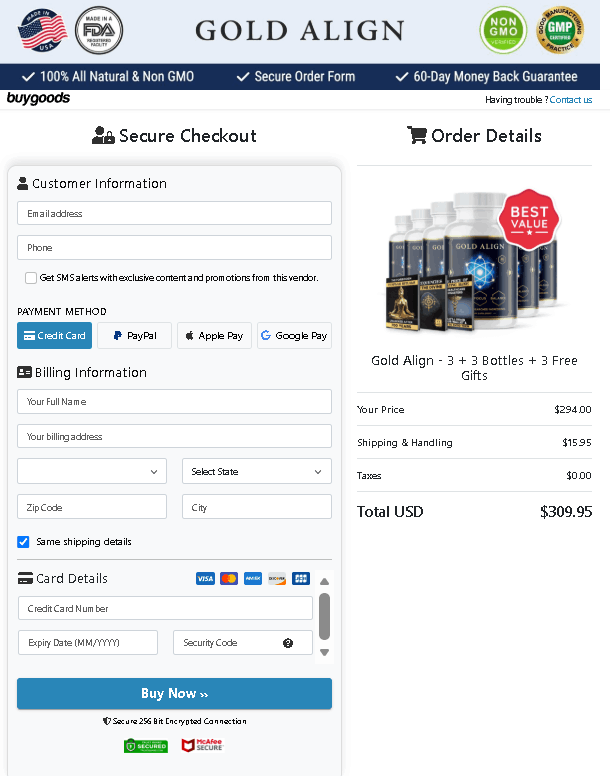 GoldAlign  checkout page 